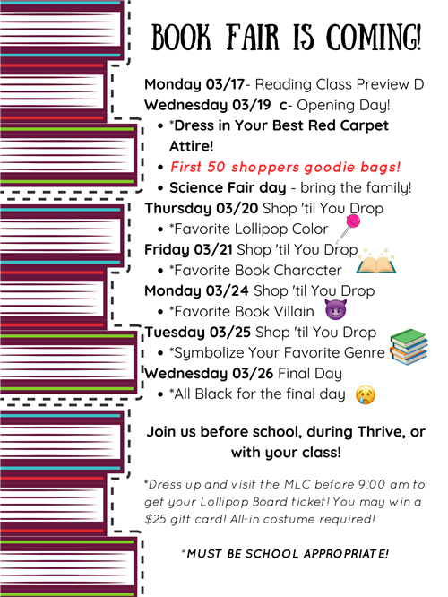 Book Fair Dress Up Days